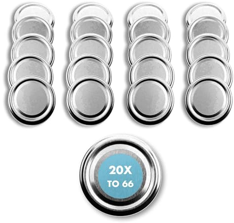 Flaschenbauer - Twist off Ersatzdeckel Silber 20 Stück 66mm - Deckel für Einmachgläser, Schraubdeckel für Gläser, TO 66 Einmachdeckel für Marmeladengläser Honiggläser & Schraubgläser - Made in Germany