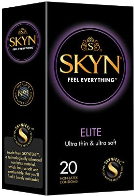 SKYN EliteKondome 20er-Pack: Skynfeel-latexfreie Kondome für Männer, ultradünn und weich, glatte Form, 53 mm breit