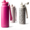 MAMEIDO Botella Agua Acero Inoxidable 1,2l - Botella Termica con Pajita, Botella Agua Gimnasio sin BPA, Cantimplora estanca, Termo con Correa de Transporte, Water Bottle (Clow Couture, 1200ml)
