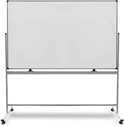 Whiteboard Stanford | Lackiert oder Emailliert | Doppelseitig & drehbar | Magnettafel mit Alurahmen & Stiftablage | Mobil in 5 Größen (100 x 150 cm, Lackiert)