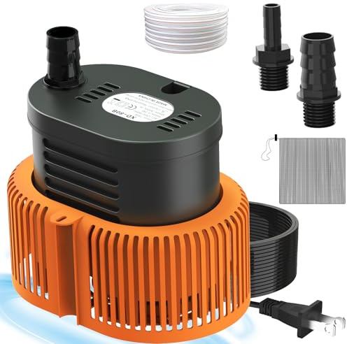Pool Cover Pump above Ground - Submersible Water Sump Pump Swimming Water Removal Pumps, with Drainage Hose & 25 Feet Extra Long Power Cord, 850 GPH inGround, 3 Adapters