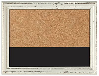 RENRUIRUI Kombination Aus Tafel Und Cork Bulletin Board 45X60CM An Der Wand Montierter Message Memo Board MDF-Rahmen Im Retro-Stil Für Das Heimstudium Küche Büro Schule(Color:Weiß)