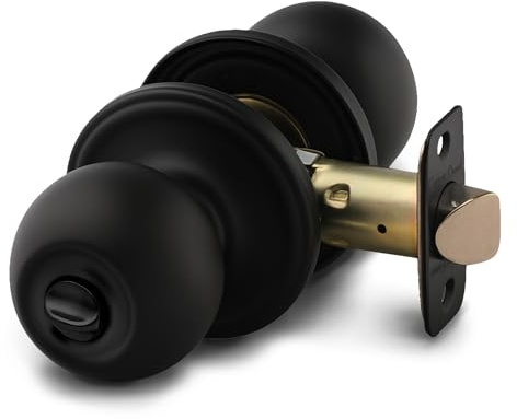 Copper Creek BK2030BC Ball Door Knob, Privacy Function, 1 Pack, in Black