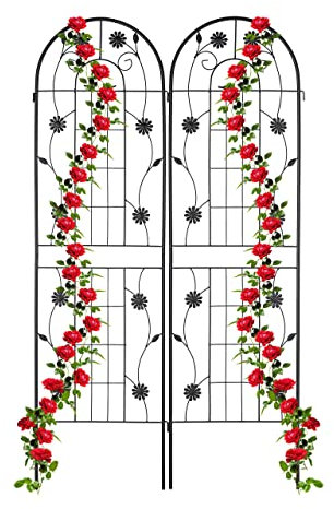 Relaxdays Rankgitter, 2er Set, HxB 180 x 50 cm, Metall, Rankhilfe für Kletterpflanzen, freistehend, zum Stecken, schwarz