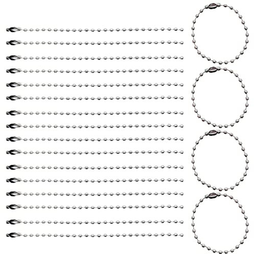 Ball Bead Chain 20PCS 10cm Metal Ball Chains with Connectors for DIY Crafts, Hanging Ornaments, Tags, Keychain, Jewellery Making, 2.4mm of Beads’ Diameter, Silver