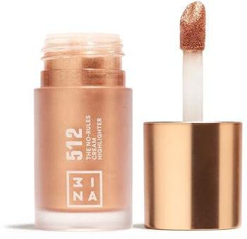 3INA MAKEUP - The No-Rules Cream Highlighter 512 - Iluminador Facial Dorado perlado Iluminador Liquido 3 en 1 Mejillas Labios y Ojos con Acabado Natural- Vegan - Cruelty Free