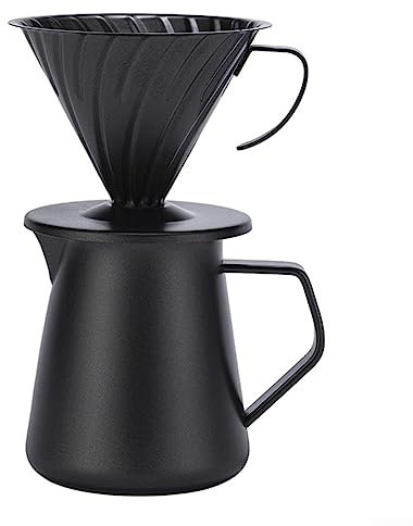 Kaffeekanne 600 ml, mit Kaffeefilterhalter Porzellan 304 Edelstahl-Filterkaffeemaschine, Kaffeetropfer und Kaffeetassen, Handtropfgieß-Kaffeekanne mit verdicktem Griff für Büro, Zuhause, Café