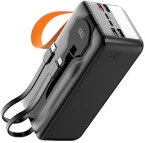 Powerbank 80000mah Power Bank mit Kabel Externer Akku QC3.0 22,5W PD 20W 3 Eingänge und 4 Ausgänge, tragbares Schnellladegerät für Mobiltelefon, Kamera, Tablet usw.