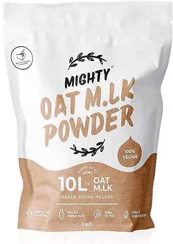 MIGHTY Oat Milk Powder, (1KG Bag, Makes 10L of Oat M.lk), Vegan Coffee Creamer, Dairy Free, Lactose Free, Ideal for Tea, Coffee, Cooking, Baking