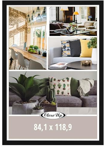 Close Up Cadre pour poster DIN A0 noir en MDF (84,1 x 118,9 cm) - Cadre photo XXL avec vitre en verre PVC incassable - Largeur de la baguette 40 mm