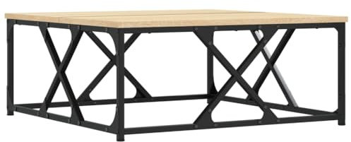 vidaXL Couchtisch, Beistelltisch mit Metallgestell, Tisch Sofatisch für Wohnzimmer, Kaffeetisch Teetisch, Modern, Sonoma-Eiche Holzwerkstoff