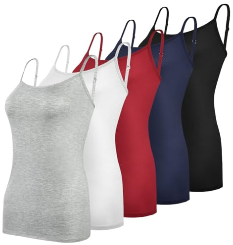 Aomig Débardeurs Femmes, 5 Couleurs Bretelles Spaghetti Ajustable Débardeur, Base Top Camis Débardeur, Convient aux Femmes et aux Filles pour Faire de l'exercice, du Yoga et de La Course(L)