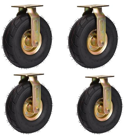 NISMIA pneumatischer Radfixierer, 4 Schwerlast-Möbelrollen, Industrie-Gummirollen, 360° drehbar, für Wagen und Möbel,Gold (Directional),8 inch