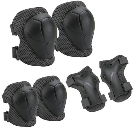 Knieschoner Schoner Set Kinder, Inliner Schützer 6 in 1 Schutzausrüstung für 3-7 Jahre Kinder, Ellenbogenschoner Handgelenkschützern für Skaten Skateboard Roller (Schwarz)
