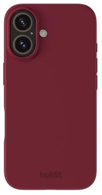 holdit Silikonskal iPhone 16 – 0,8 mm ultratunt mobilskal silikon – trendigt silikonskal med fullt skydd (upphöjd kant för kameraskydd) – Red Velvet