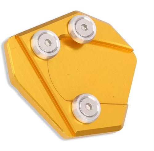 LMNMY Parkständer CNC-Aluminium-Ständerfuß-Seitenständer-Verlängerungspolster-Stützplatte Vergrößert Den Motorradständer Für Suzuki GSXS125 GSXS150 2017-2018(Gold)