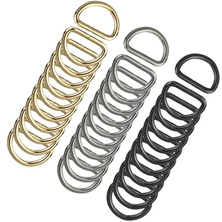 33 pezzi Anello a D semicircolare, anello a D in metallo, anelli a D per fibbia, Fibbia ad Anello a D, semianelli, per cinturini di zaini, fibbie per borse, cinture, borse a mano