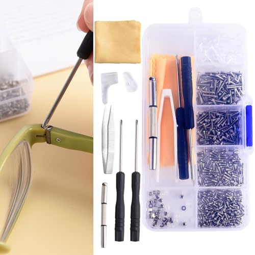 500 PCS Eyeglass Repair Tool Set, Spectacle Repair Screwdriver Set, Glasses Repair Kit with Screws, Nose Pads, Screwdriver, and Tweezers - Complete Eyewear Fixing Kit