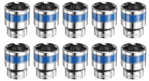 HARFINGTON 10 Stück 1/2-Zoll-Antrieb, 6-Punkt-Stecknuss, 27 mm, metrisch, flach, CR-V-Stahl, Klapp-Stecknuss, Spindel, Achsmutter, Schlag-Stecknuss für Zuhause, Auto, Sechskantmuttern, Schrauben,