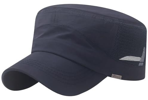 Ausing Army Cap Herren Sonnenschutz Verstellbare Atmungsaktiv Schnelltrocknend Wandern Cap Marineblau