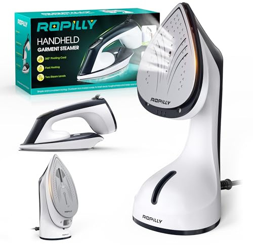 Ropilly Steam Iron for Clothes, 1600W 2-in-1 Iron & Steamer with Detachable Ceramic Soleplate, Converts from Steamer to Iron in Seconds, Auto-Off, Self-Cleaning, Wrinkle Remover for All Fabrics