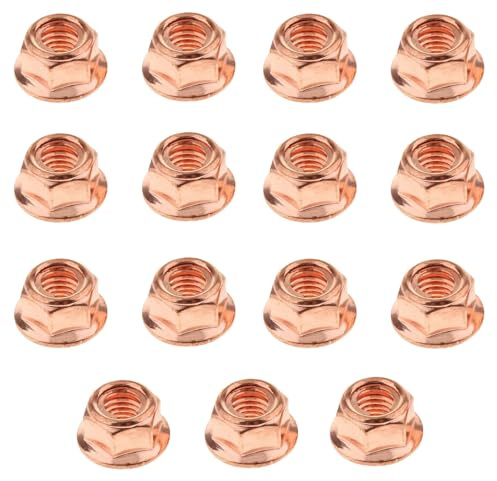 15 Stück M8 Sechskant Kupfermuttern,Selbstsichernde Muttern für Abgaskrümmer,Krümmer Stehbolzen M8,Abgassystem Bolzenmutter,Quermutterbolzen für Kupferschiene,Auspuffmutter m8 Sechskant