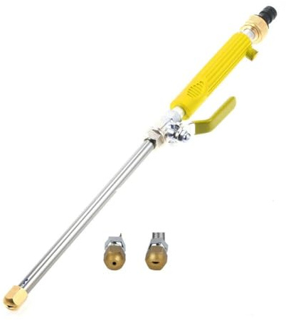 Yuanpgky Asta di prolunga per idropulitrice con ugelli intercambiabili per tubo da giardino, pulizia auto, lavaggio finestre, manutenzione grondaia del tetto (giallo)