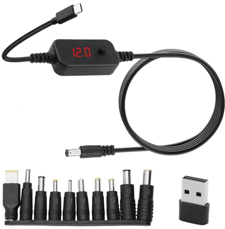 Lumitrex PD zu DC AdapterKabel 5 V 9 V 12 V 15V 20V, Usbc auf Dc Stecker Kabel Ladegerät für Laptop Router Powerbank, Stromkabel 1,2M mit 10 DC Konverterköpfen und USB-Adapter, 5.5×2.1mm