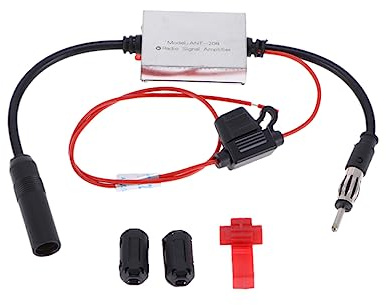 LALAFINA Amplificador de Señal para Antena de Coche Recepción FM y Am Aumento Sensibilidad Débiles Redonda Compatible Instalación Fácil y para Vehículos