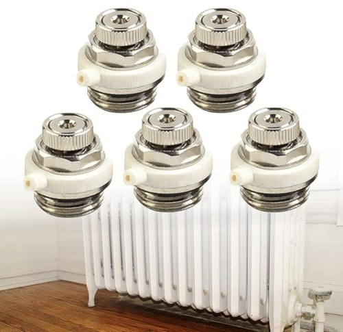Vanne d'aération automatique 1,27 cm pour radiateur BSP auto-purge - Composant de système de chauffage pour radiateurs domestiques 1/2/3/5 pièces (5 pièces)