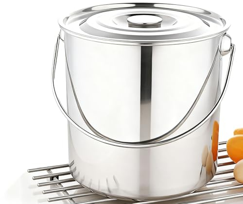 Genérico Olla Profesional con Tapa,Ollas Grandes de Acero Inoxidable,Ollas para Sopa,Color Plateado,Asa Reforzada,Acero Inoxidable,para Todo Tipo de Cocinas y Cocinas Grandes(20L)
