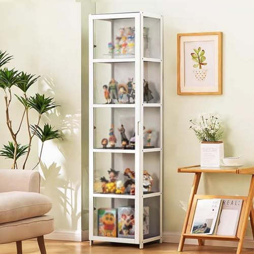 Wetsfgdg Vitrina con Puertas acrílicas, Vitrina de Vidrio para coleccionables y trofeos, Estante de exhibición de 5 Niveles, Adecuado para Coleccionables, Decoraciones-L42*W33*H161cm-Blanco