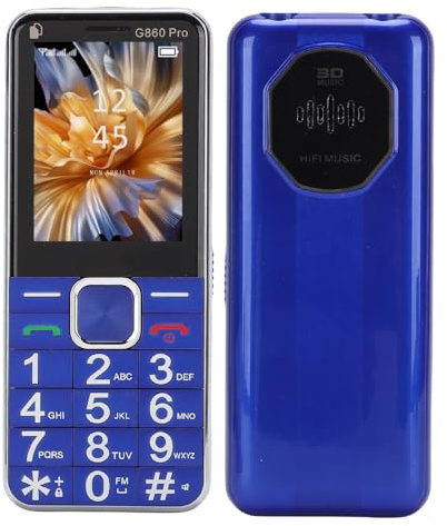 Tosuny Cellulare 2G, cellulare sbloccato per anziani con tasti grandi, batteria a lunga durata da 6800 mAh e doppio slot SIM, facile da usare, torcia elettrica e radio FM (Spina europea)