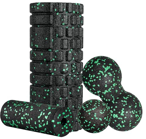 Faszienrolle Set Blackroll Foam Roller Faszien Set mit Faszienball Mini Faszienrolle Klein und Duoball für Yoga Faszien Training von Muskeln