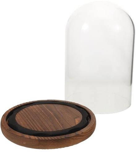 DECOMELODY Cúpula de Vidrio Transparente y Exhibición Vintage en Mesa con Base de Madera Protección contra Humedad para Reloj de Péndulo y Reloj de Aniversario
