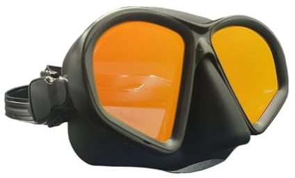 Schnorchelmaske Tauchmasken Freediving-Maske mit geringem Volumen - Schwimmmaske aus Silikon für Teenager mit verspiegelten Gläsern, Tauchbrille(Black 1)