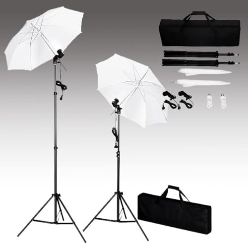 Fotostudioset med bakgrund 300 x 300 cm av bomull, aluminiumstativ 78–230 cm, dagsljuslampor 5500 K 100 W, 2 skärmar 84 cm, bärväska