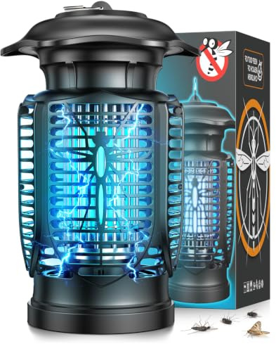 Insektenvernichter Elektrisch, 20W UV-Lampe Stark Elektrischer Insektenfalle Mückenlampe, 4200V Elektrische Mückenfalle Mückenlampe für Garten Innen und Aussen, Wasserdicht IPX4