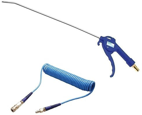 BGS Druckluft Ausblaspistole Pressluftpistole Druckluftpistole Blaspistole + Druckluft Spiralschlauch Druckluftschlauch Luftschlauch Pressluftschlauch 6 Meter Druckluftspiralschlauch für Reifenfüller