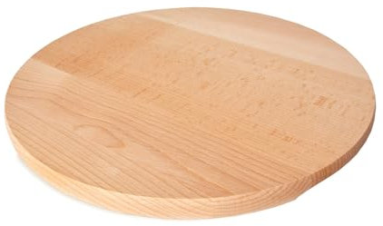 Bütic Assiette à pizza, assiette à tarte flambée avec poignée creuse en hêtre – Taille au choix, article : Ø 60 cm