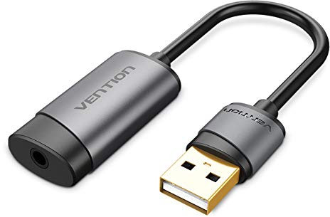 VENTION Carte Son Stéréo Externe USB, Adaptateur Audio TRS USB vers Prise Casque et Microphone 3,5 mm pour Windows Mac Linux PC Ordinateurs de Bureau PS5-15 cm