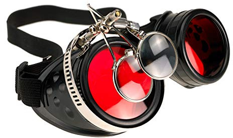 4sold Loupes Steampunk Antique Copper Cyber ​​Goggles Rave Goth Vintage Victorian Sonnenbrillen Inklusive GRATIS UV400 Sonnenbrille Objektiv und zusätzliche Aufkleber alle Bilder sehen