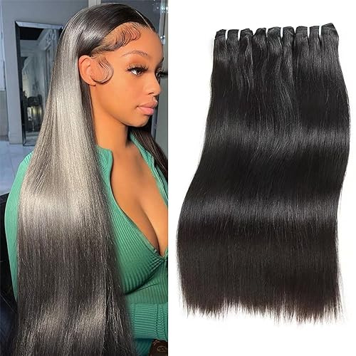 RICHAIR Fasci di Capelli Umani Lisci 3, Pacco da 100g (300g in Totale), Human Hair Bundles, Fasci di Capelli Umani Brasiliani Fasci di Capelli Vergini non Trattati al 100%, 18 20 22 Pollici