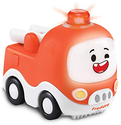 VTech TUT TUT Cory Flitzer - Freddie Feuerwehr – Spielzeug-Auto mit der Originalstimme aus der TV-Serie auf Netflix, Musik, aufleuchtender Taste und spannenden Geräuschen – Für Kinder von 1-5 Jahren