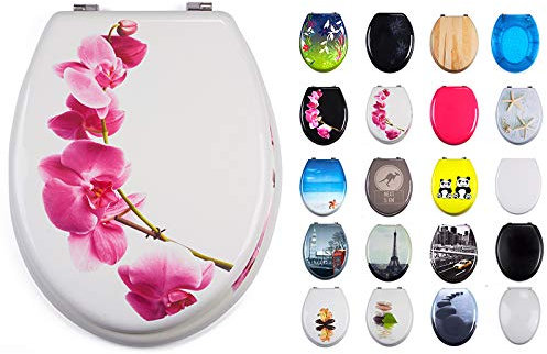 MSV WC Sitz Toilettendeckel MDF Holzkern Lanyu Scharniere aus Edelstahl - hochwertige und stabile Qualität - Weiß