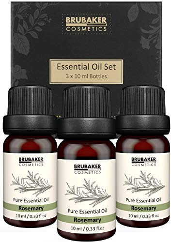 BRUBAKER Cosmetics 3er-Set Rosmarin Öl - Konzentration, Kreativität & verbesserte Luft - Ätherische Öle Aromatherapie Geschenkset 3 x 10 ml Rosmarinöl Vegan