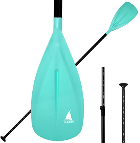 Karltion SUP-Paddel – 3 Stück verstellbare Aluminium-SUP-Paddel-Board-Paddel mit Glasfaser-Klinge zum Surfen, Schwimmen, Wassersport, Türkis
