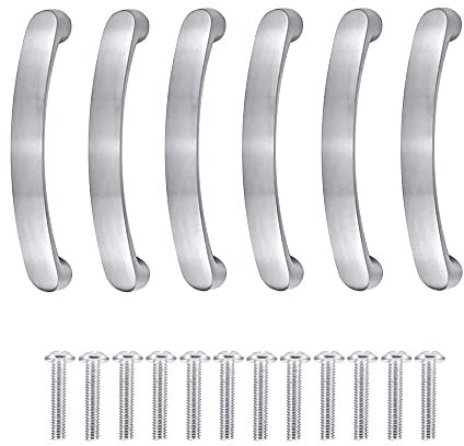 Dtoterul Möbelgriffe 96mm Lochabstand 6 Stück Küchengriffe Schrankgriffe Aluminium Schubladengriffe Möbelgriffe Silber Türgriffe Küche Moderne Stil Türgriffe Schrank Griffe Möbel,mit Schrauben