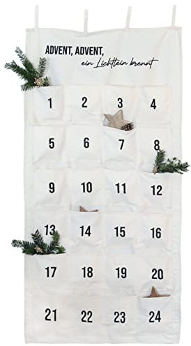 Papierdrachen Adventskalender 2025 - bestickter Stoff-Wandteppich „Ein Lichtlein brennt“ - mit Taschen zum Befüllen & Dekorieren - wiederverwendbar