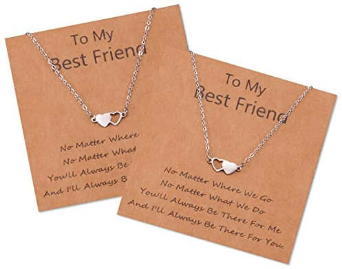 CheersLife 2 Stück Freundschaftsketten Beste Freundin BFF Langstrecken Passende Herzkette Schmuck Geschenk Für Frauen Mädchen Jungen Töchter Schwestern Geburtstag